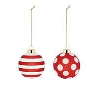 Alessi - Juego de 2 bolas de Navidad Delight NZ04SET2, vidrio soplado 6 cm, rojo/blanco/dorado