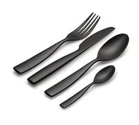 Alessi Juego de cubiertos Dressed en Plein Air MW74S4 B con decoración en relieve, melamina, negro