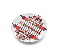Alessi Holyhedrics ESA10 2 - Plato de Postre de Porcelana Decorado con Calcomanía Aplicada a Mano, Multicolor