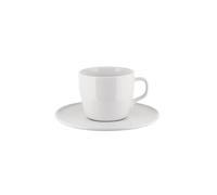 Alessi Itsumo NF07/78S - Set de Una Tacita de Té de Diseño, con Platillo, Uso Diario, Estética Minimalista, en Porcelana Blanca, Diámetro 16 cm