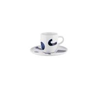 Alessi Itsumo - Yunoki Ware NF08/76S - Set de Una Tacita de Café de Diseño, con Platito, Estética Minimalista, en Porcelana Blanca con Decoración de Samiro Yunoki, Diámetro 12.5 cm