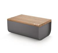 Alessi Caja para pan Mattina – Acero coloreado con resina epoxi y tabla de bambú – Gris oscuro