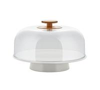 Alessi Soporte de diseño Mattina BG06 WG – Porcelana, campana PMMA, pomo bambú – Gris cálido
