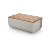 Alessi Caja para pan Mattina BG03 WG – 34 cm, acero y madera de bambú – Gris cálido