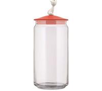 Alessi - Recipiente para alimento para Gatos, en Vidrio, con Tapa en Resina termoplástica, Red Orange