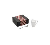 ALESSI Set de té de 2 piezas de acero inoxidable / porcelana plata