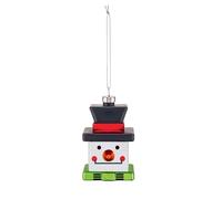 Alessi Snow Cube GJ02 3 - Adorno de Navidad Diseño Vintage, Representando un Muñeco de Nieve, Vidrio soplado Decorado a Mano, Multicolor