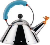 Alessi Hervidor de agua Kettle 9093/1 LAZ – Inducción, Fondo acero 18/10, Chiflete pajarito, Azul 1l