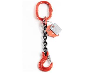 Alfa Logistik Eslinga de cadena de 1 ramal, 10 mm x 1 m, cadena de eslingado de alta resistencia, cadena para grúas, ejecución robusta, cadena galvanizada clase 8, cadena para grúas con gancho de