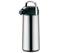 alfi GETRÄNKESPENDER 2,2 l, jarra con bomba de acero inoxidable pulido con inserción de vidrio duro, bomba integrada, mantiene el calor 12 horas y el frío 24 horas, 24 tazas, fondo 360°, para catering
