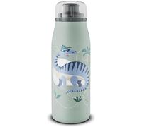 alfi Kids ISO BOTTLE 350 ml verde con dinosaurios, termo para niños, acero inoxidable, cierre de rosca absolutamente hermético, mantiene el calor durante 12 horas, frío las 24 horas, botella para