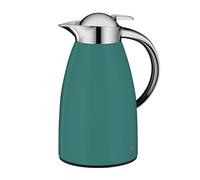 alfi SIGNO - Jarra térmica de acero inoxidable (1,0 L, con cristal templado higiénico, cierre de rosca con botón de presión cómodo, mango ergonómico, con una mano, ideal como cafetera, tetera, 1 L