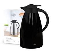 alfi Signo One 1,0l, Velvet Black Mat, Jarra Aislante de Acero Inoxidable con inserción de Vidrio Duro, tapón de Rosca con cómodo pulsador, Cuerpo de Acero Inoxidable Pintado, para café o té
