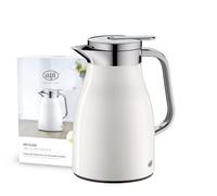 alfi SKYLINE 0,65l, jarra isotérmica de acero inoxidable con inserción higiénica de vidrio duro, tapón de rosca con cómodo pulsador, mango ergonómico a una mano, ideal como jarra de café o té, sin BPA