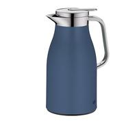 alfi SKYLINE 1,0 l, deep water, jarra térmica de acero inoxidable con inserto higiénico de vidrio templado, cierre giratorio con botón de presión cómodo, asa ergonómica, ideal como jarra de café
