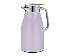 alfi SKYLINE - Jarra térmica de acero inoxidable (1,0 L, lavanda pastel, con inserto higiénico de cristal templado, cierre de rosca con cómodo pulsador, mango ergonómico, ideal como cafetera, tetera