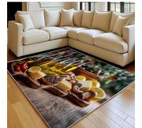 Alfombra 160 x 230 cm Ingredientes de Cocina y vajilla Pelo Corto Lavable en Lavadora Antideslizante suaveMarrón para Dormitorio Comedor Oficina y hogar Grande