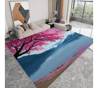 Alfombra 60x90cm Arroyo de la MontañA Negra Alfombra 3D de Pelo Corto áRboles Rosas Moqueta Suave y Mullida Lavable Lavadora Adecuado para Entradas Pasillos y Puertas de Entrada b-2425