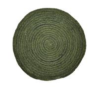 Alfombra Abrila, en color verde, de estilo escandinavo, de yute, 80 cm | El yute verde de Abrila da color y textura trenzada artesanal a una alfombra redonda que combina aire boho y uso cotidiano.