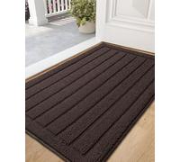 Alfombra absorbente y lavable Unyqoos®, de 50 x 90 cm, color marrón, con diseño cóncavo para atrapar la suciedad y base de goma antideslizante, ideal para interiores o puertas de entrada