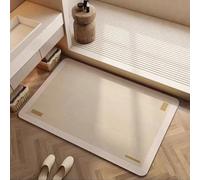Alfombra Baño Diatomita 50X80Cm Beige Secado Rapido, Agua Súper Absorbente Alfombrilla De Baño Antideslizantes,Suave Y Acogedora