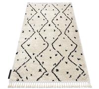 Alfombra BERBER TETUAN B751 zigzag crema Franjas Bereber Marroquí Shaggy 160x220 cm