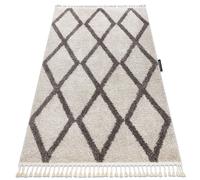 Alfombra BERBER TROIK crema Franjas Bereber Marroquí Shaggy 160x220 cm