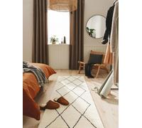 Alfombra bereber de 100% lana, 70x200 cm, color crema