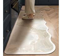 Alfombra Cocina Lavable Antideslizante De 50X80 Cm Con Textura De Mármol. Alfombra De Pasillo Con Borde Festoneado Y Base De Goma. Alfombras De Diatomita Para Zonas De Fregadero Y Entrada. Verde Sa