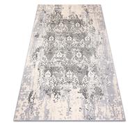 Alfombra CORE W3824 Ornamento Vintage - estructural dos niveles de vellón crema / gris 180x270 cm
