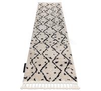 Alfombra Corredor BERBER TETUAN B751 zigzag crema para la cocina entrada pasillo 80x200 cm
