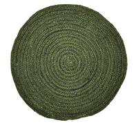 Alfombra Abrila, de yute, en color verde, trenzada a mano, 100 cm | Abrila verde lleva yute trenzado a mano a una alfombra redonda de 100 cm, para dar color al salón o bajo la mesa de centro.
