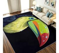Alfombra corta para niño y niña, suave, antideslizante, con pájaros tropicales Tucán, para sofá, sala de estar, dormitorio, sala de juegos, dibujos animados, 100 x 150 cm