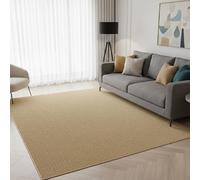 Alfombra Cuadrada Grande para salón, rústica Efecto Yute Natural sin Pelo, Nudos, para habitación Dormitorio o Cocina.