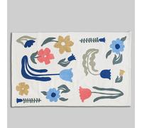 Alfombra de algodón reciclado con bordados de flores, 90x150 cm