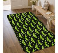 Alfombra de área de murciélagos, estrellas espeluznantes, luna, Halloween, negro, antideslizante, rectangular, no se desprende, para entrada, baño, lavandería, decoración de 3 x 5 pies