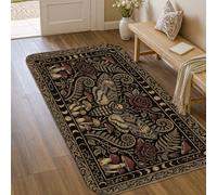 Alfombra de área de rosas, bohemio, vintage, búho, floral, otoño, negro, pelo bajo, borde de esponja, alfombra rectangular para lavandería, baño, puerta, entrada, decoración de 3 x 5 pies