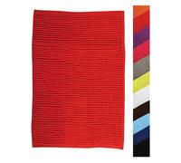 MSV – Alfombra de baño Chenilla – Microfibra, pelo largo, antideslizante – Rojo 60x90 cm