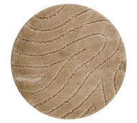 Alfombra de baño SUPREME círculo WAVES ondas antideslizante suave - beige circulo 67 cm