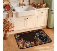Alfombra de cocina rústica con diseño de oso del bosque, color negro, 50,8 | Tapetes de cocina para suelo, diseño de bosque, bayas de cosecha, estilo rústico, detalles de cocina de temporada