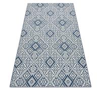 Alfombra de cuerda sisal COLOR 19247/699 Cuadrados Rombos Azulejo azul 140x200 cm