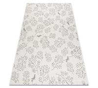 Alfombra de cuerda sisal FLAT 48774/367 Hojas Pájaros crema/gris 140x200 cm