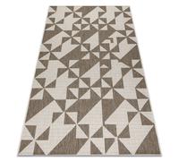 Alfombra de cuerda sisal FLOORLUX 20489 Triángulos color champagne/gris pardo 160x230 cm