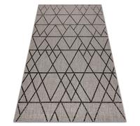 Alfombra de cuerda sisal FLOORLUX 20508 plateado/negro Triángulos 240x330 cm