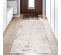 Alfombra de diseño brillante para el salón | azul y blanco. Tamaño: 80 x 150 cm