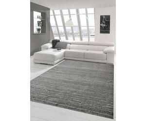 Alfombra de diseño moderno para sala de estar, de pelo corto, diseño liso en color antracita, tamaño: 200 x 290 cm