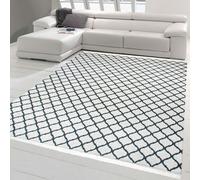 Alfombra de diseño retro, ideal para el salón, moderna, lavable, en color crema y . Tamaño: 140 x 200 cm. Forma: ovalada
