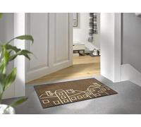 Alfombra de entrada Unyqoos® de 50x75 cm, color marrón, lavable, con base de 100% nitrilo y superficie de nylon, antideslizante y aislante acústico, apta para interiores y exteriores
