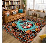 Alfombra de esqueleto de calabazas de temporada, boya de Halloween, color negro, de pelo bajo, suave, rectangular, resistente a las manchas, para sala de estar, dormitorio, debajo de la cama