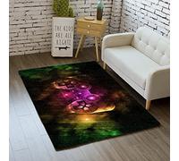 Alfombra de Grafiti 3D Consola de Juegos Patrón Alfombra Sala de Estar Dormitorio Moderno Cuadrado Niño Adolescente Franela Decoración Alfombra, Naranja Gris Negro,Antideslizante (Multi E,120x160 cm)